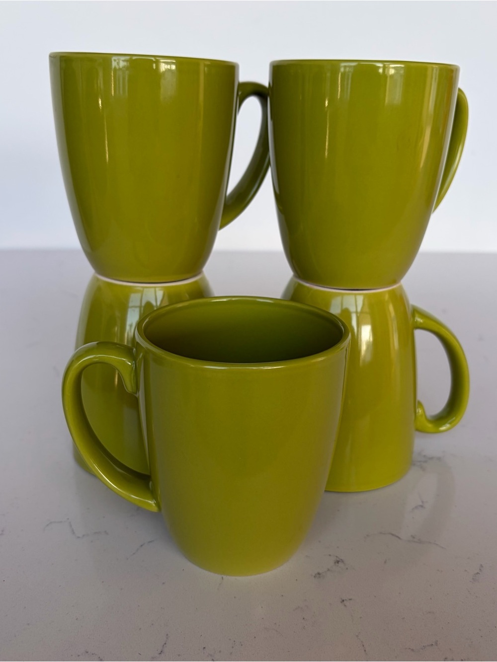 Corelle Coordinates Lime Green Retro Stoneware Coffee Mug Tea Cup 12 oz Set Of 5
